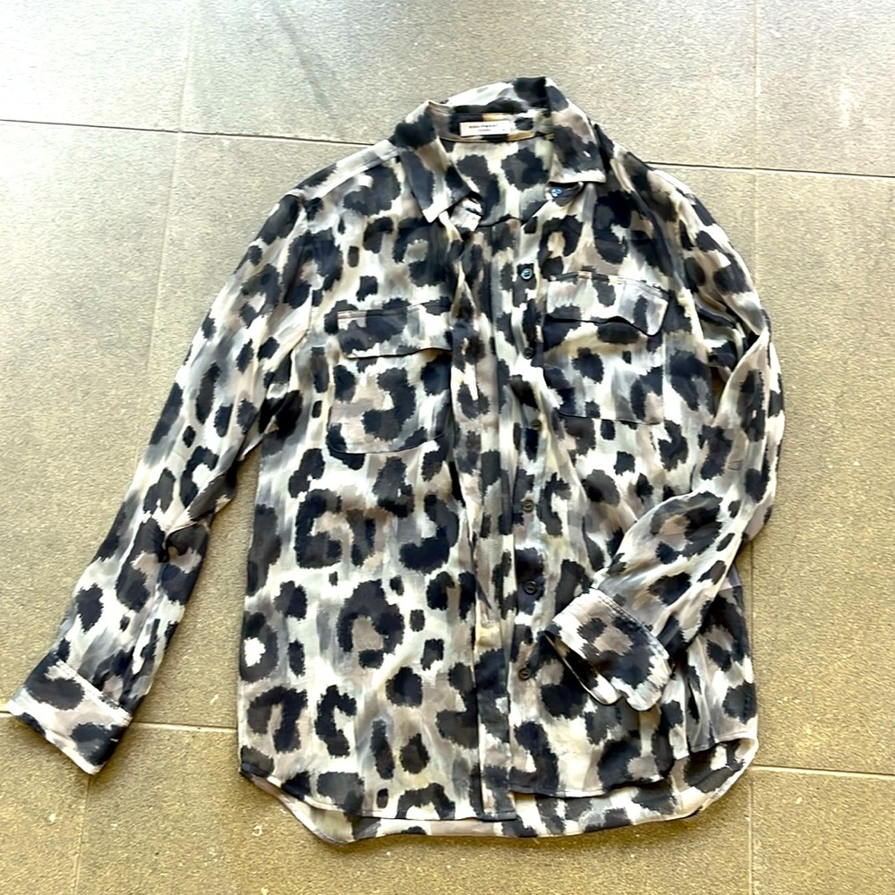 Equipment femme/ sheer silk blouse/ slim fit/ size Xs